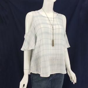 NEW A. OK Open Shoulder Gauze Cotton Top